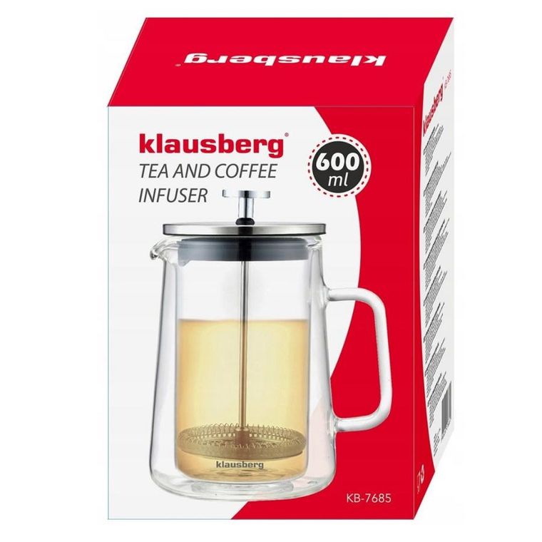 Klausberg, termiczny zaparzacz tłokowy do kawy/herbaty, 600 ml, KB-7685