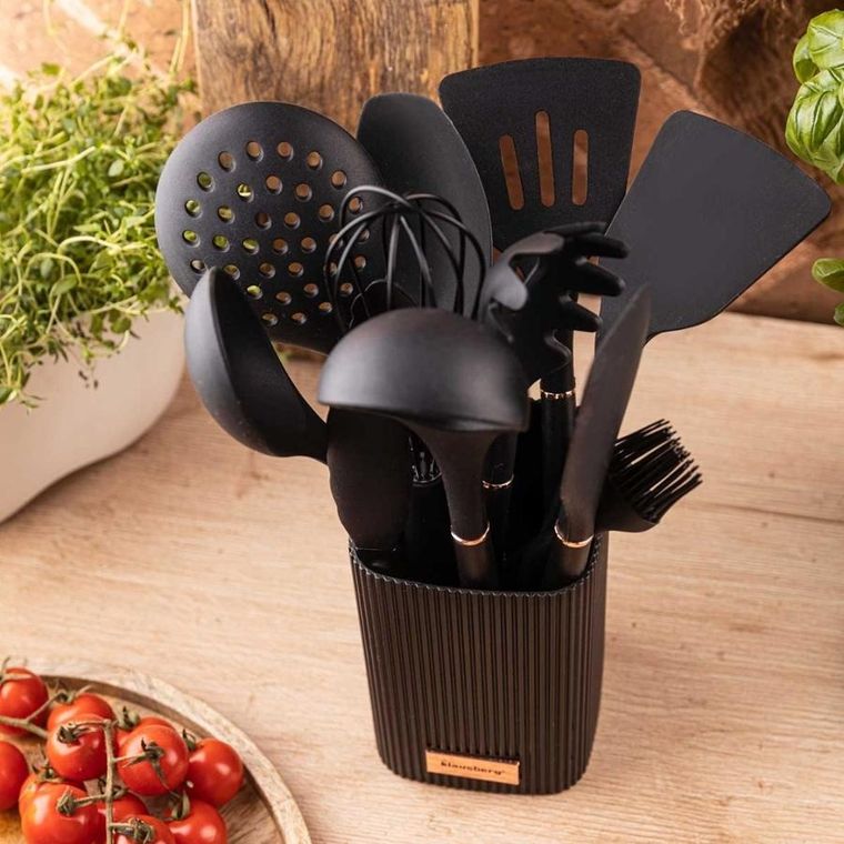 Klausberg, zestaw 12 silikonowych przyborów kuchennych w stojaku, kb-9011