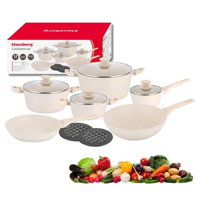 Klausberg, zestaw garnków marmurkowych, 12 elementów, kb-7959