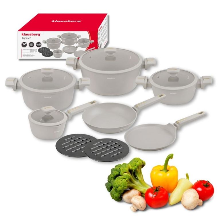 Klausberg, zestaw garnków marmurkowych, 12 elementów, kb-7967