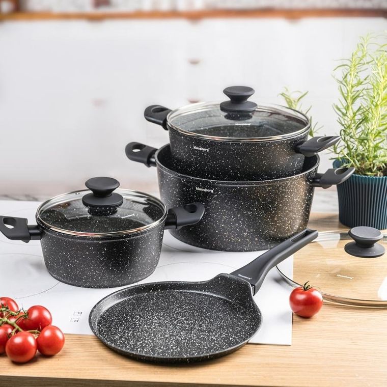 Klausberg, zestaw garnków marmurkowych, 7 elementów, kb-7962