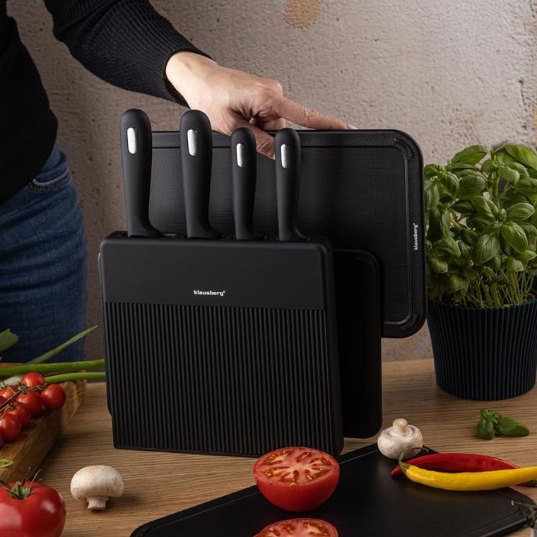 Klausberg, zestaw noży i desek kuchennych w stojaku, kb-7980