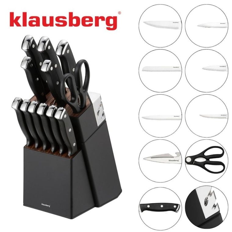 Klausberg, zestaw noży kuchennych i do steków w bloku, kb-7985