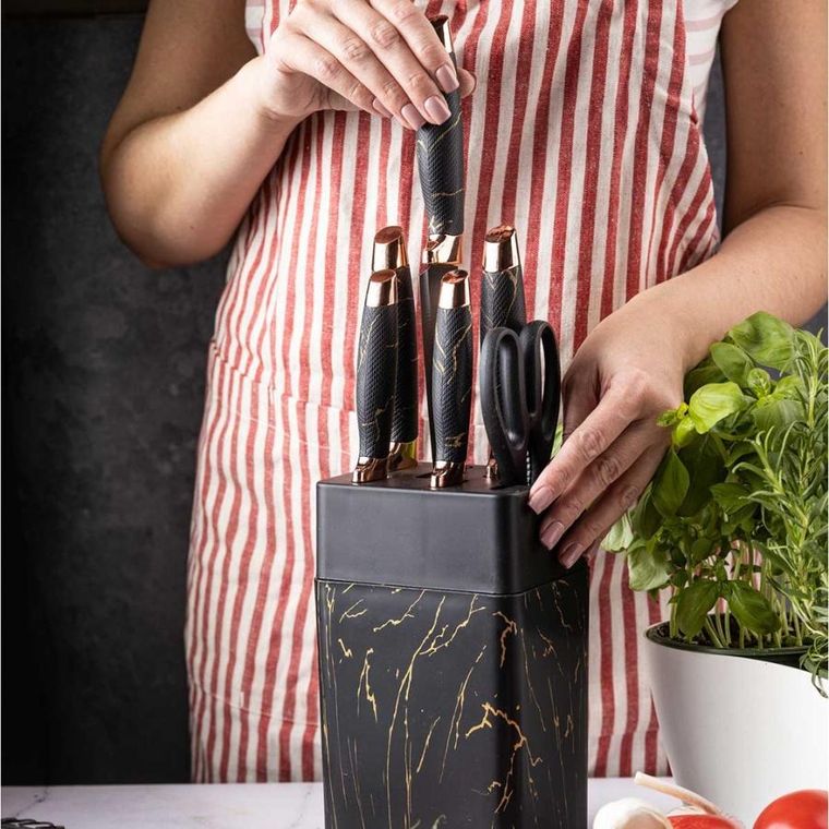 Klausberg, zestaw noży kuchennych z ostrzałką, stojak