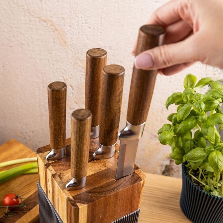 Klausberg, zestaw noży w bloku akacjowym, kb-7983