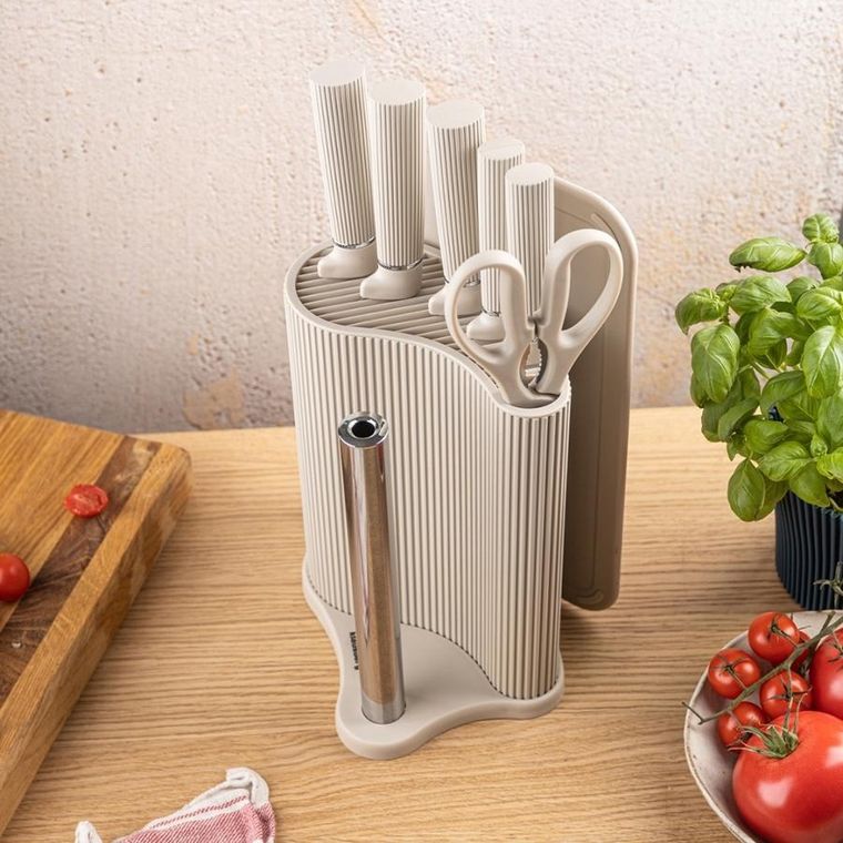 Klausberg, zestaw noży w stojaku z deską i chwytem na ręcznik, kb-7978