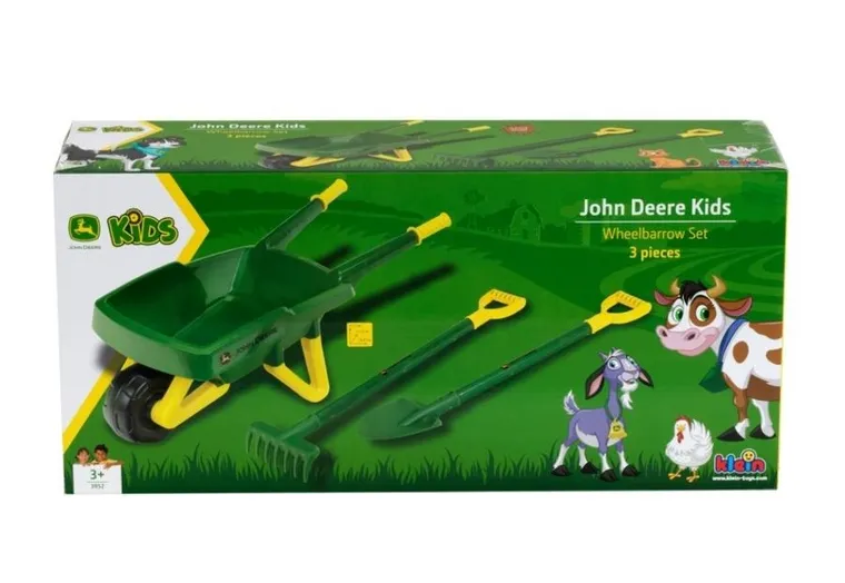 Klein, John Deere, taczka z łopatką i grabkami