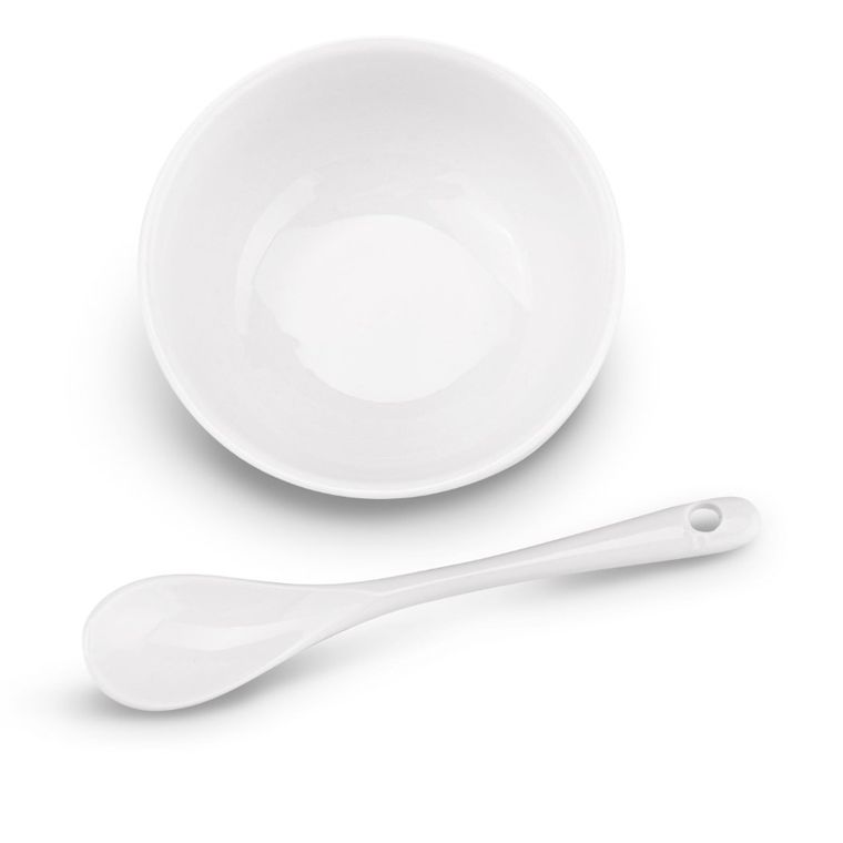 Könighoffer, miseczki do dipów na desce bambusowej z łyżeczkami, biały połysk, 3-150 ml