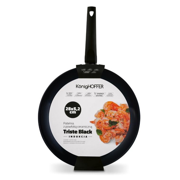Könighoffer, patelnia z powłoką ceramiczną, Triste Black, 28-5.2 cm