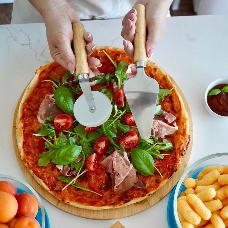 Könighoffer, zestaw do serwowania pizzy, deska + łopatka + radełko, 33-1.5 cm