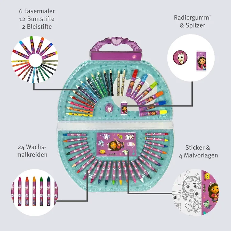 Koci Domek Gabi, zestaw artystyczny w walizce, 51 elementów