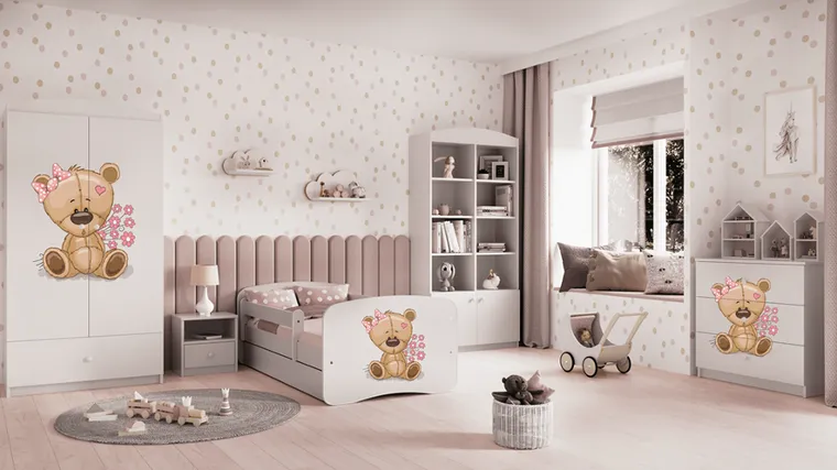 Kocot Kids, Babydreams, łóżko, białe, miś kwiatki, 70-140 cm