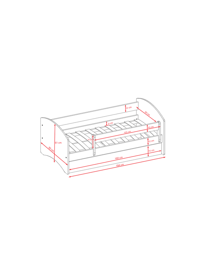 Kocot Kids, Babydreams, łóżko z materacem, różowe, koparka, 80-180 cm