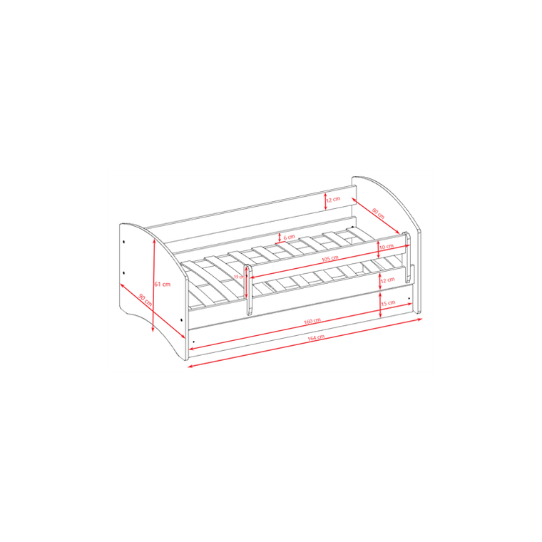 Kocot Kids, Babydreams, łóżko z szufladą i materacem, białe, auto sportowe, 70-140 cm