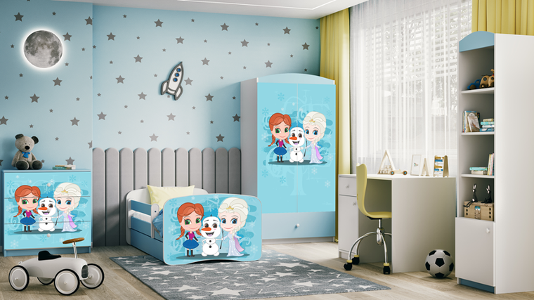 Kocot Kids, Babydreams, łóżko z szufladą, niebieskie, zimowe księżniczki, 80-180 cm
