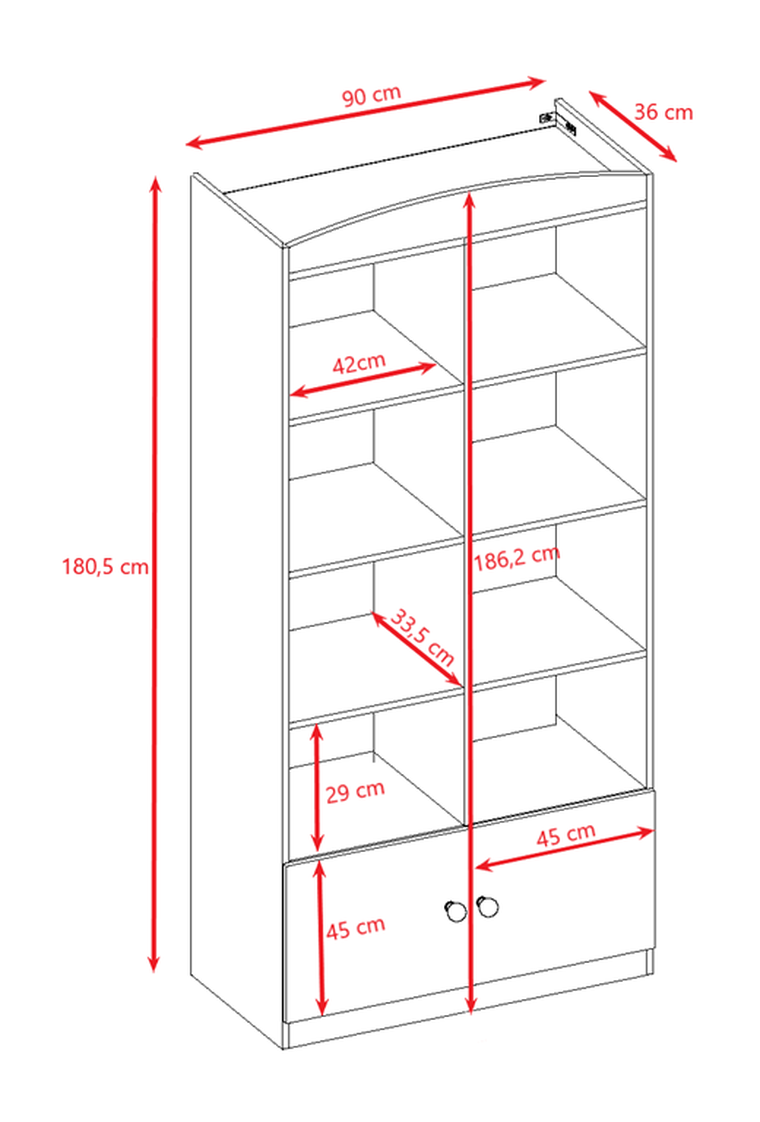 Kocot Kids, Babydreams, regał podwójny, zamknięty, zielony