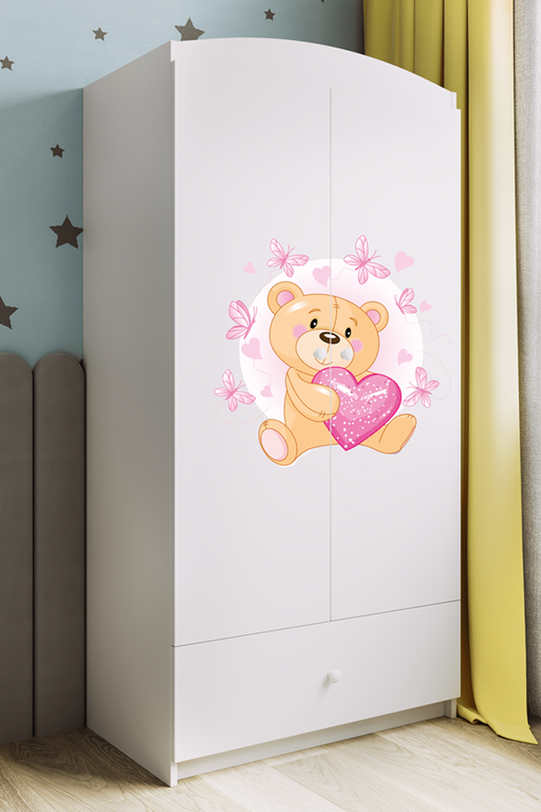 Kocot Kids, Babydreams, szafa, biała, miś motylki, 181.2-52-90 cm
