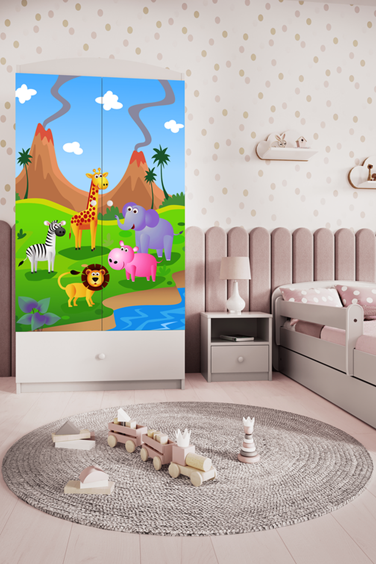 Kocot Kids, Babydreams, szafa, biała, safari, 181.2-52-90 cm