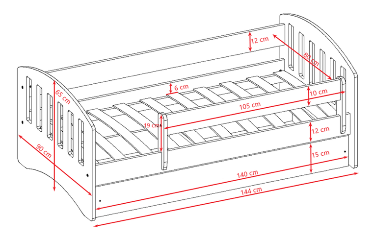 Kocot Kids, Classic 1, łóżko z szufladą, zielone, 80-140 cm