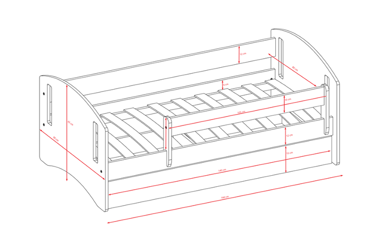 Kocot Kids, Classic 2, łóżko z szufladą, różowe, 80-140 cm