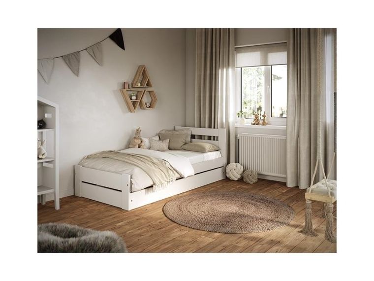 Kocot Kids, Emil, łóżko z materacem, białe, 80-160 cm