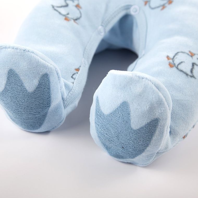 Komplet chłopięcy, Kaftanik, Śpiochy, niebieski, welurowy, Eevi