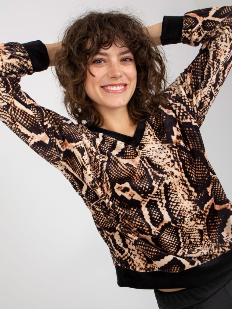 Komplet damski, Bluza, Spodnie, welurowy, mix, Rue Paris