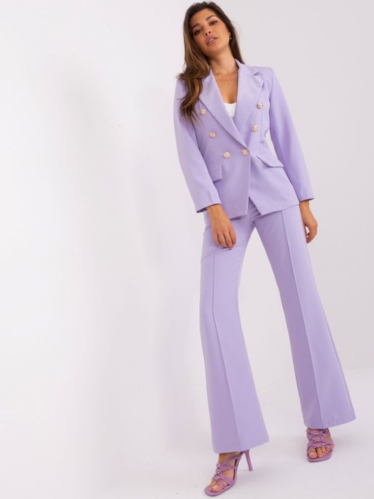 Komplet damski, Marynarka, Spodnie materiałowe, fioletowy, Italy Moda