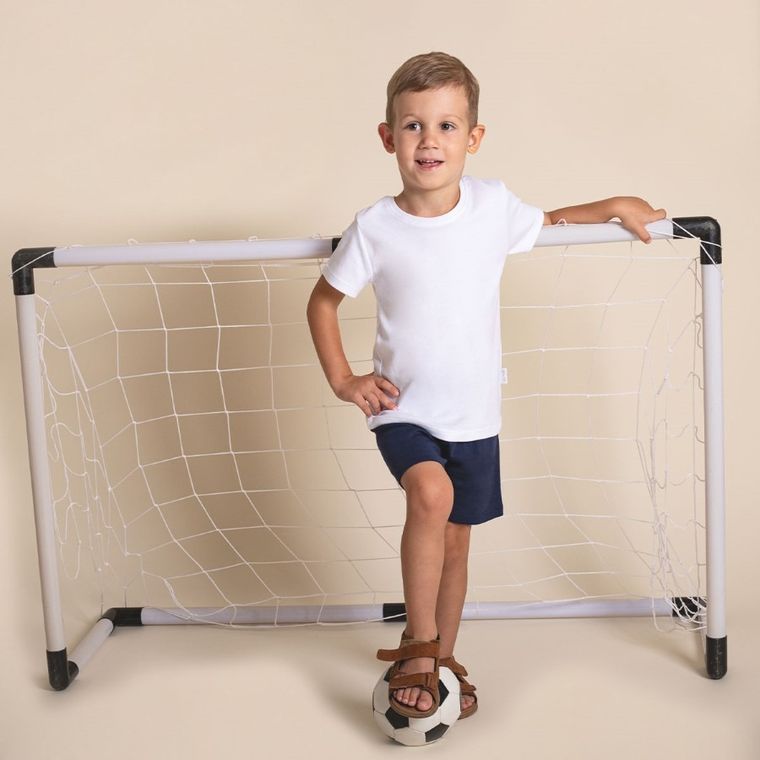 Komplet dziecięcy, T-shirt, Szorty, biało-granatowy, Nicol