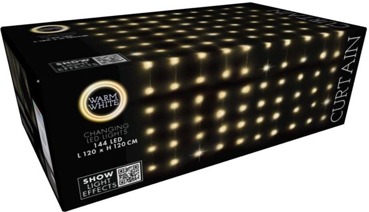 Koopman, lampki choinkowe, kurtyna świetlna, z pilotem, zew/wew, 144 LED, 120-120 cm