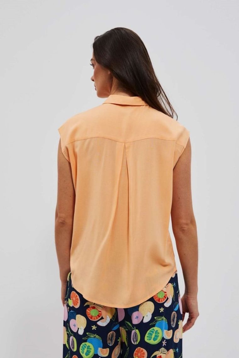 Koszula damska bez rękawów, pomarańczowa, Moodo
