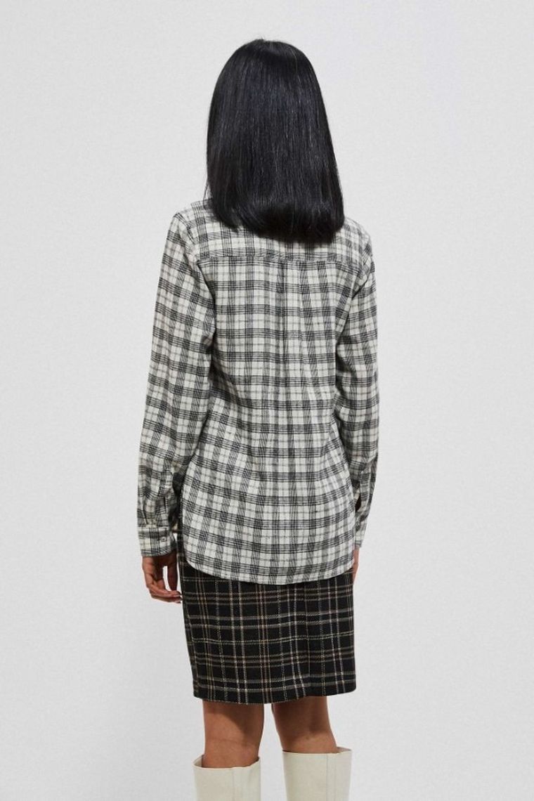 Koszula damska z długim rękawem, biała, Moodo