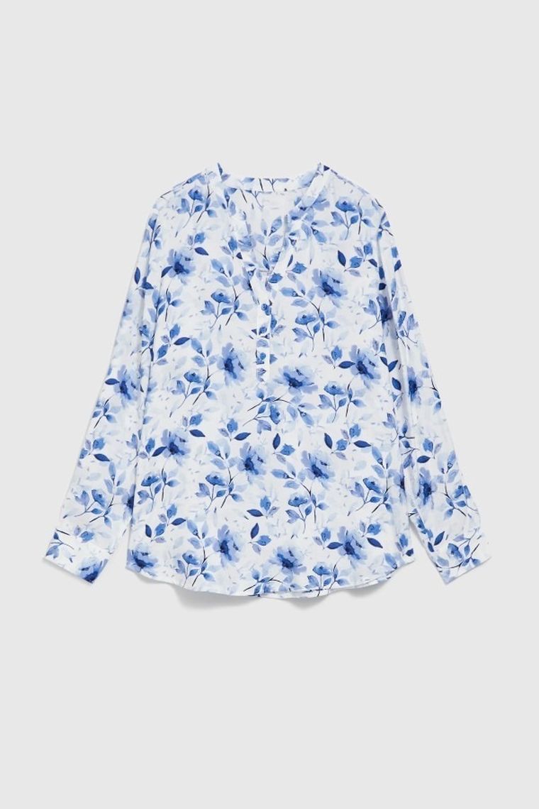 Koszula damska z długim rękawem, biała, Moodo