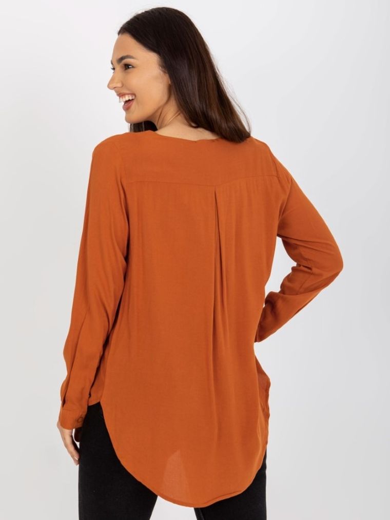 Koszula damska z długim rękawem, brązowa, Sublevel