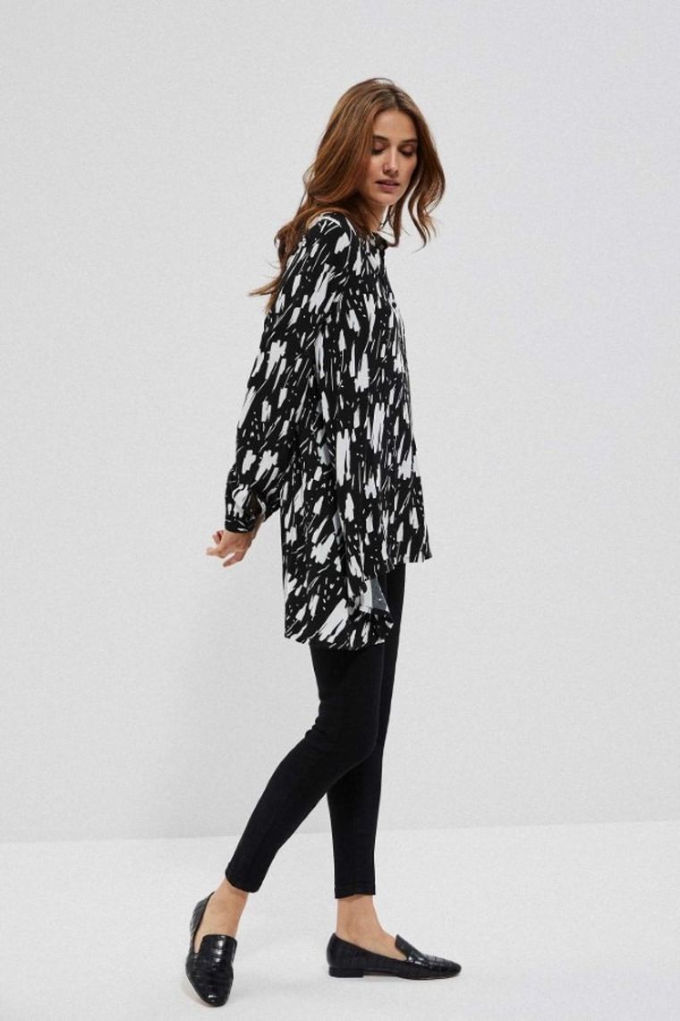 Koszula damska z długim rękawem, czarna, Moodo