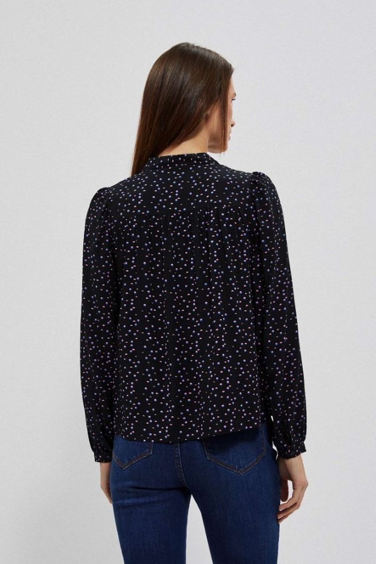 Koszula damska z długim rękawem, czarna, Moodo