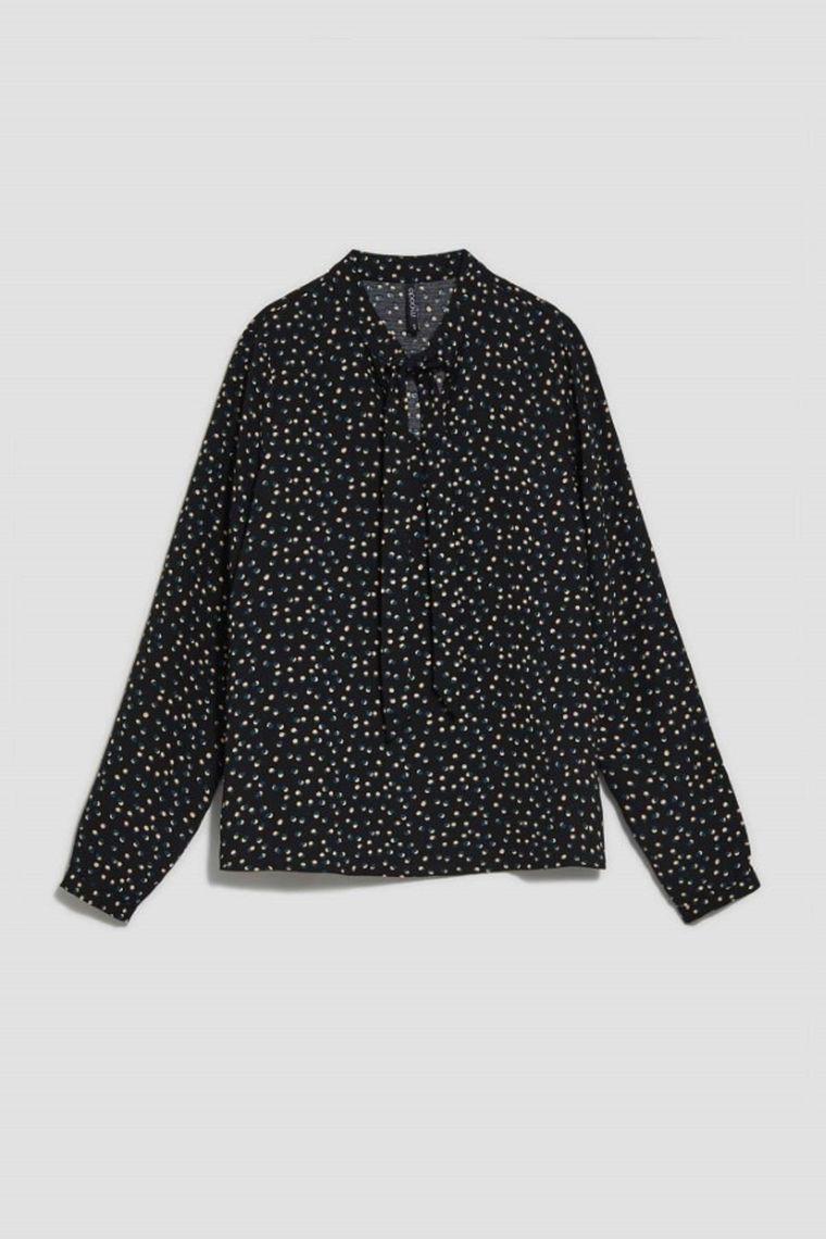 Koszula damska z długim rękawem, czarna, Moodo