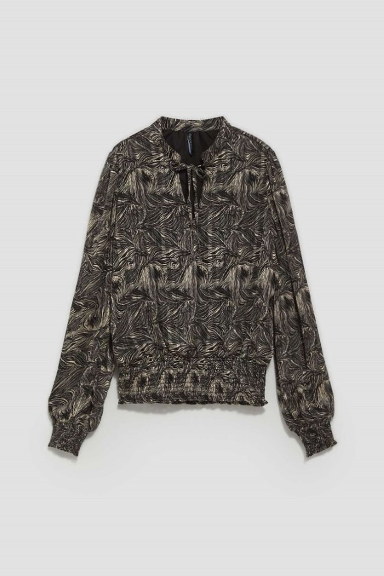 Koszula damska z długim rękawem, czarna, Moodo