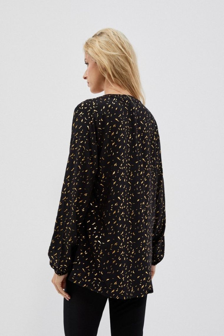 Koszula damska z długim rękawem, czarna, Moodo