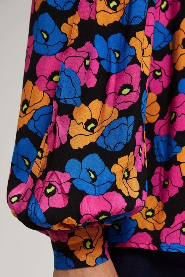 Koszula damska z długim rękawem, czarna, Moodo