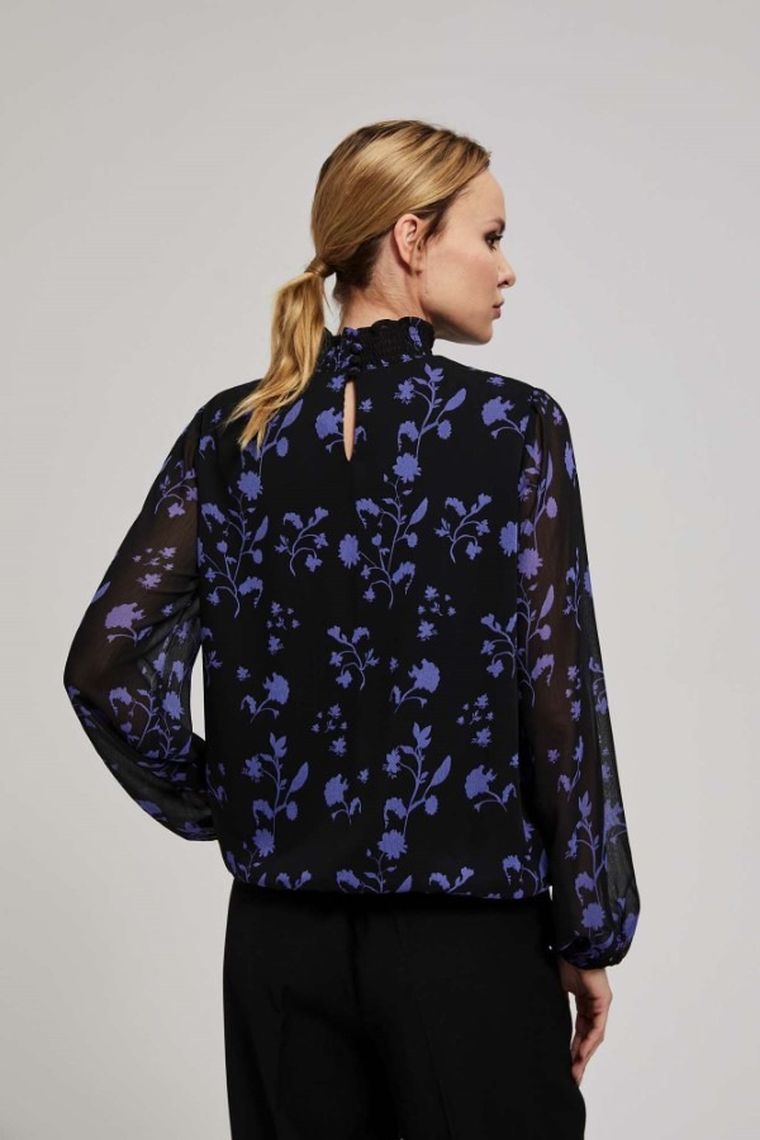 Koszula damska z długim rękawem, czarna, Moodo
