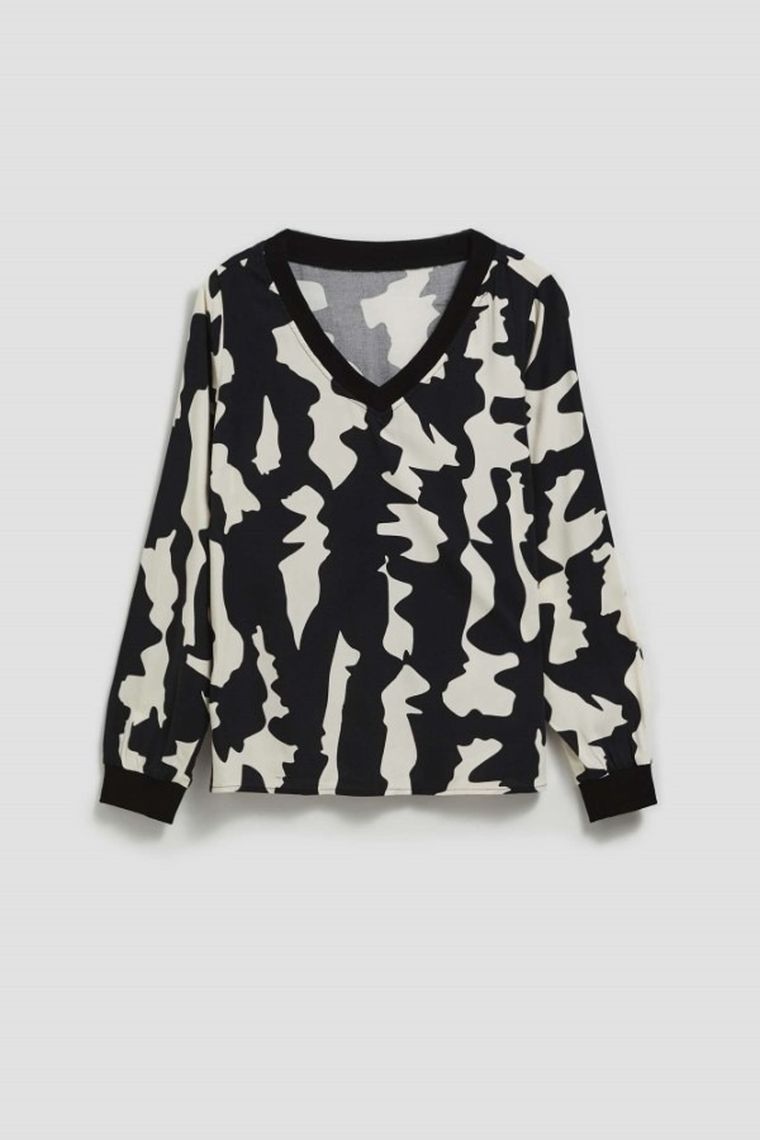 Koszula damska z długim rękawem, czarna, Moodo