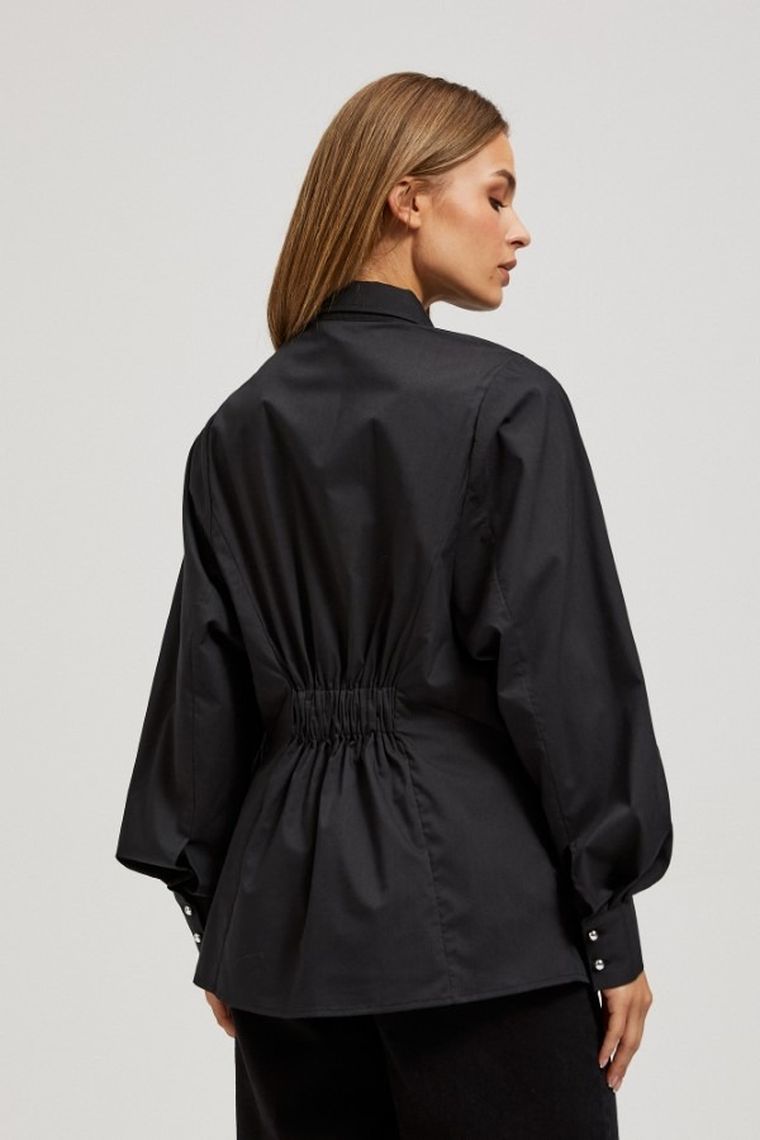 Koszula damska z długim rękawem, czarna, Moodo