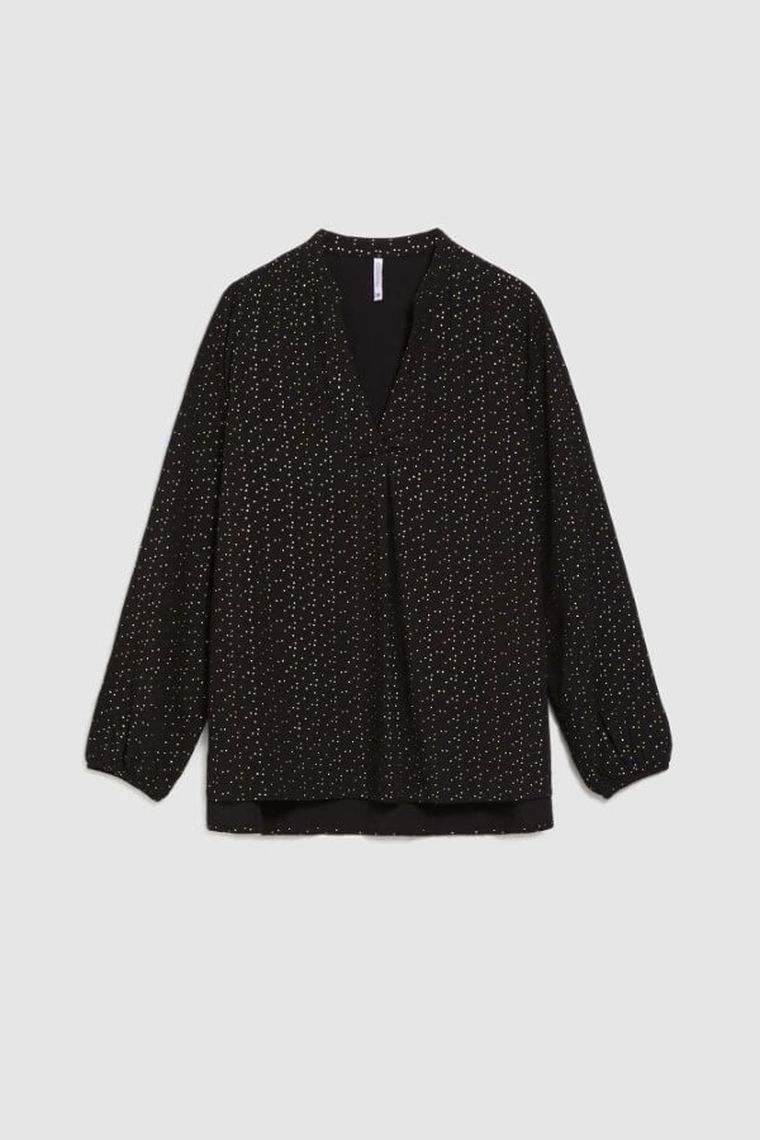 Koszula damska z długim rękawem, czarna, Moodo