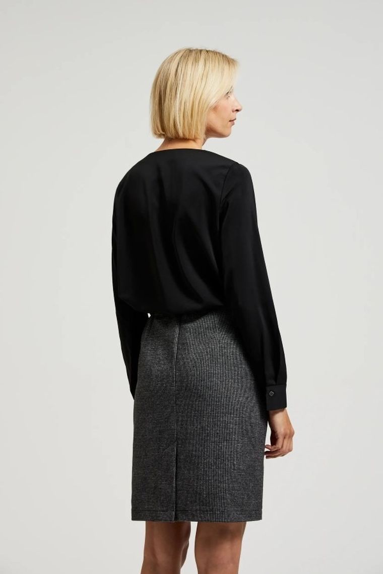 Koszula damska z długim rękawem, czarna, Moodo