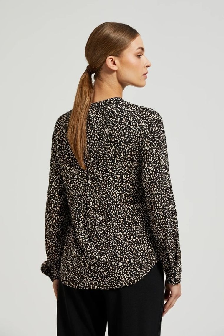 Koszula damska z długim rękawem, czarna, Moodo