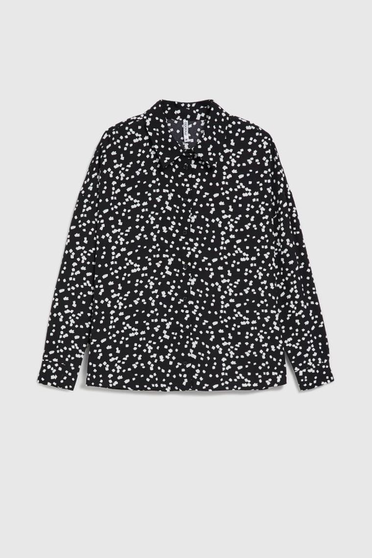 Koszula damska z długim rękawem, czarna, Moodo