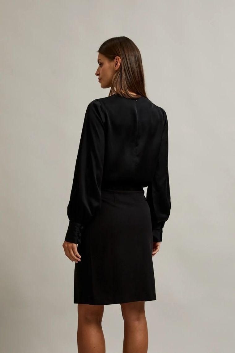 Koszula damska z długim rękawem, czarna, Moodo