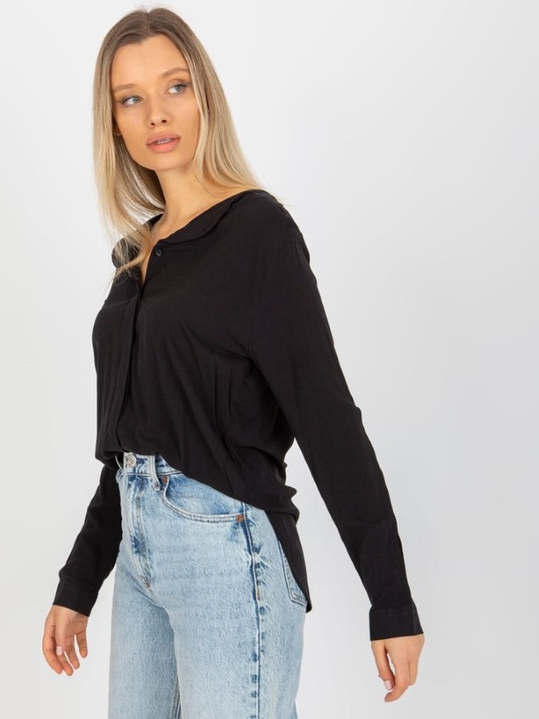 Koszula damska z długim rękawem, czarna, Sublevel