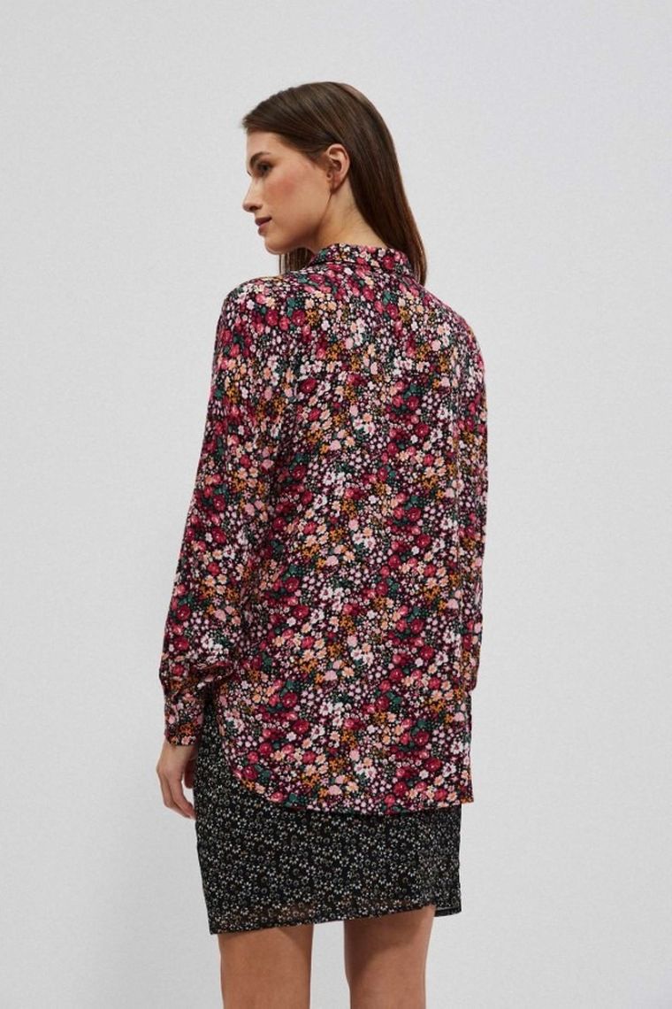 Koszula damska z długim rękawem, czerwona, Moodo